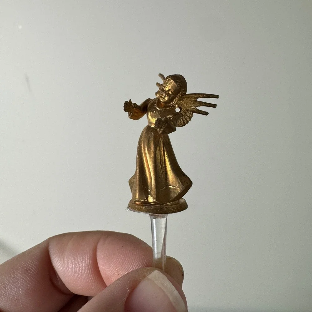 Set of 23 Vintage Gold Tone Angel Christmas Pick‎ Ornaments 1.5 inch